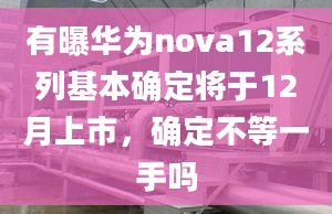 有曝華為nova12系列基本確定將于12月上市，確定不等一手嗎