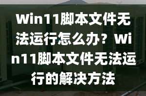 Win11腳本文件無法運行怎么辦？Win11腳本文件無法運行的解決方法