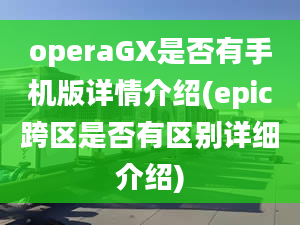 operaGX是否有手機(jī)版詳情介紹(epic跨區(qū)是否有區(qū)別詳細(xì)介紹)