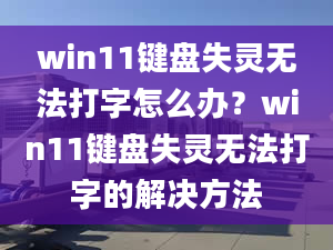 win11鍵盤失靈無法打字怎么辦？win11鍵盤失靈無法打字的解決方法