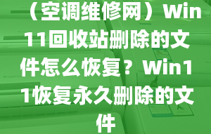 （空調(diào)維修網(wǎng)）Win11回收站刪除的文件怎么恢復(fù)？Win11恢復(fù)永久刪除的文件