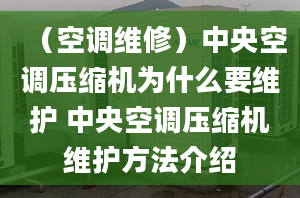 （空調(diào)維修）中央空調(diào)壓縮機為什么要維護 中央空調(diào)壓縮機維護方法介紹