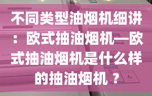 不同類型油煙機(jī)細(xì)講：歐式抽油煙機(jī)—?dú)W式抽油煙機(jī)是什么樣的抽油煙機(jī) ？