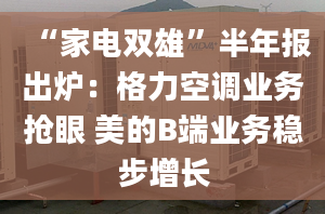 “家電雙雄”半年報出爐：格力空調(diào)業(yè)務(wù)搶眼 美的B端業(yè)務(wù)穩(wěn)步增長