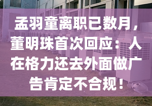 孟羽童離職已數(shù)月，董明珠首次回應：人在格力還去外面做廣告肯定不合規(guī)！